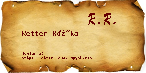 Retter Réka névjegykártya